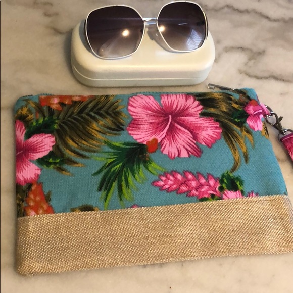 TROPICAL PRINT WRISTLET CANVAS BAG - Picture 5 of 5